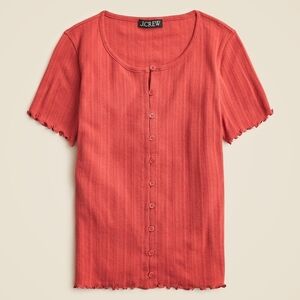 J. Crew Cotton Pointelle short-sleeve knit cardigan Size M